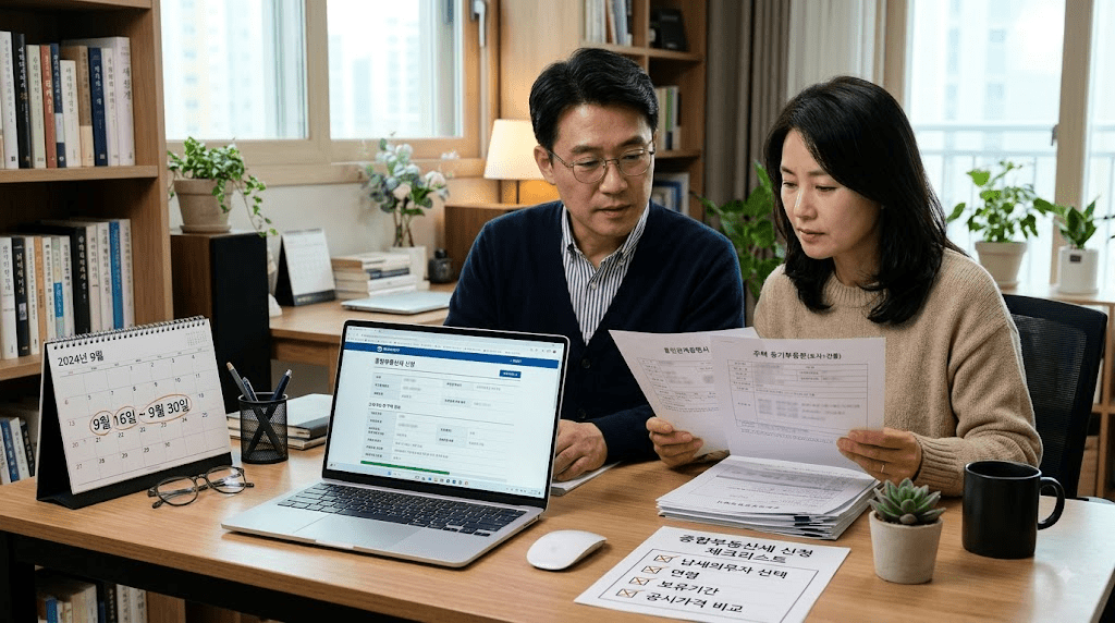 탁자에 펼친 서류를 함께 확인하는 두 사람