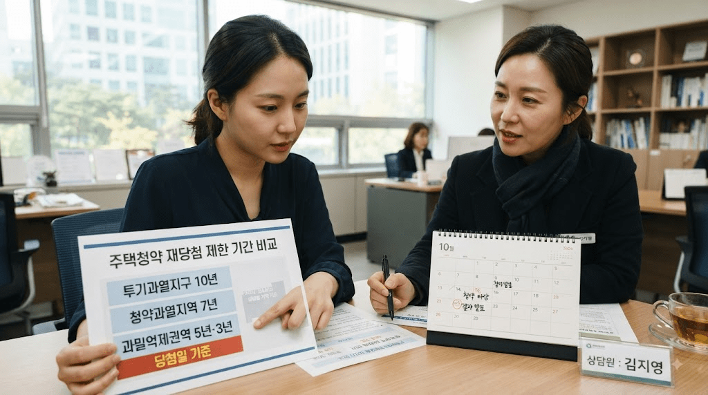 안내 자료를 함께 확인하는 두 여성