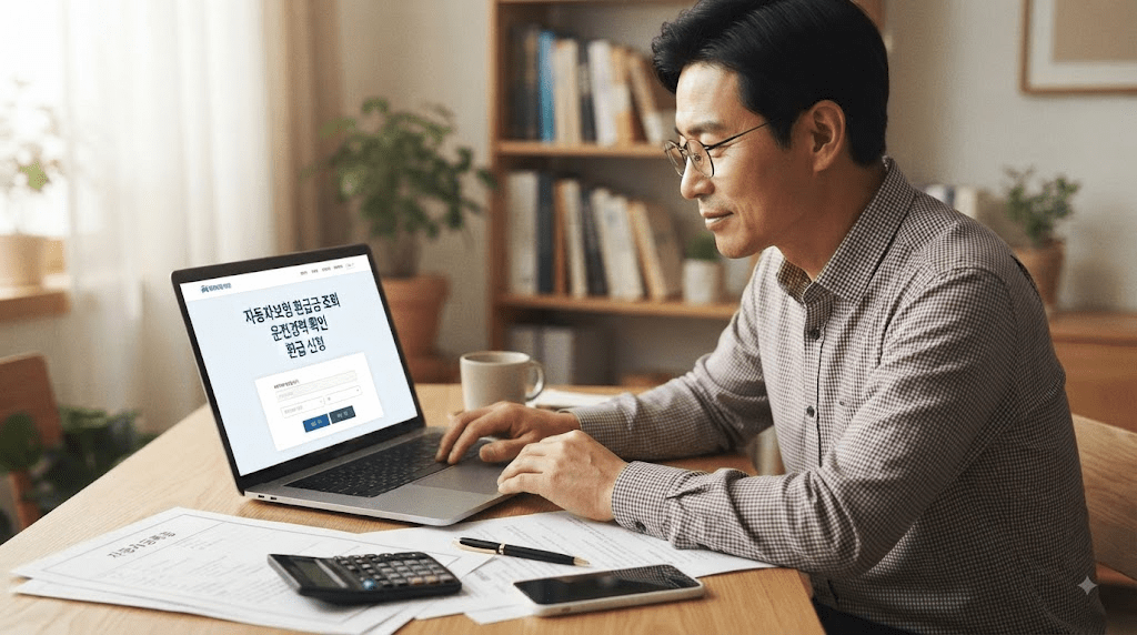 노트북 또는 컴퓨터 화면과 서류를 확인하는 남성