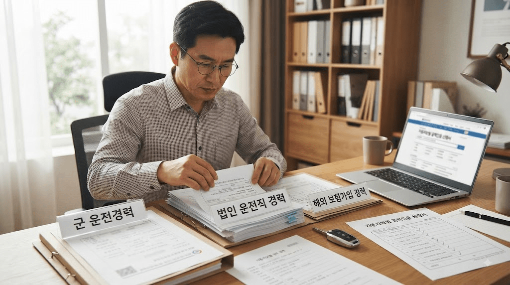책상에 펼친 서류를 검토하는 남성