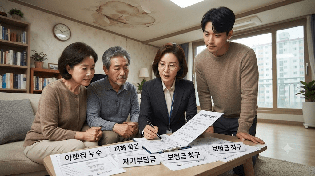 가족과 함께 창구에서 상담하는 사람들