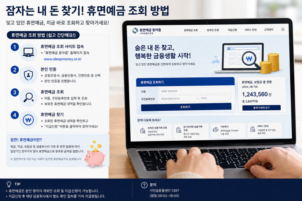 휴면예금 조회 안내 인포그래픽