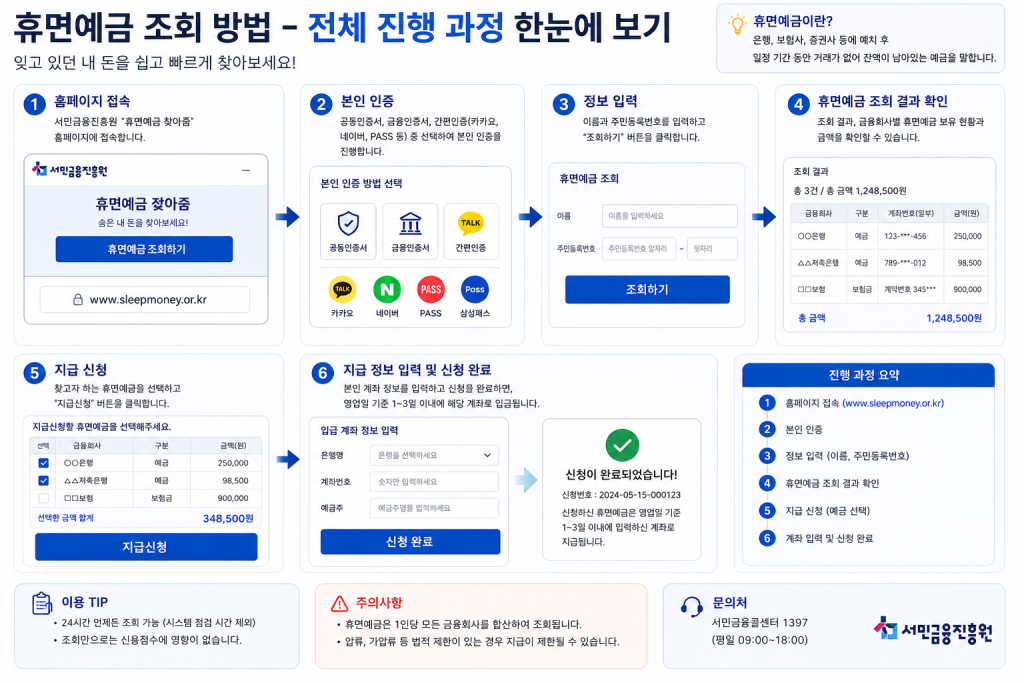 휴면예금 전체 진행 과정 인포그래픽
