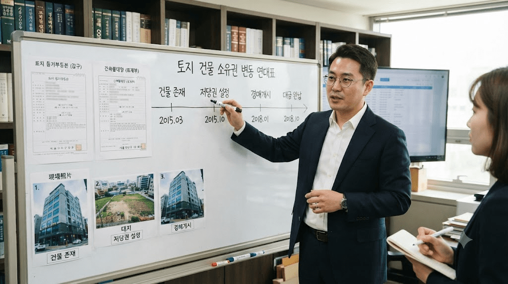 화면의 주택 자료를 설명하는 발표자