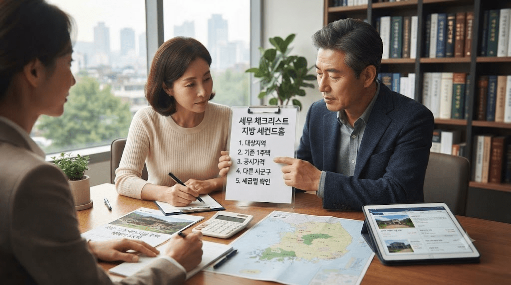 회의 자리에서 자료를 검토하는 사람들