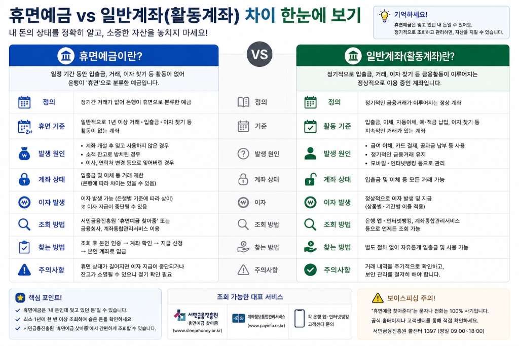 휴면예금 및 환급금 확인 항목 인포그래픽