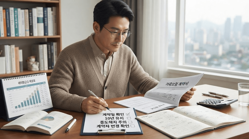 책상에 펼친 서류를 검토하는 남성