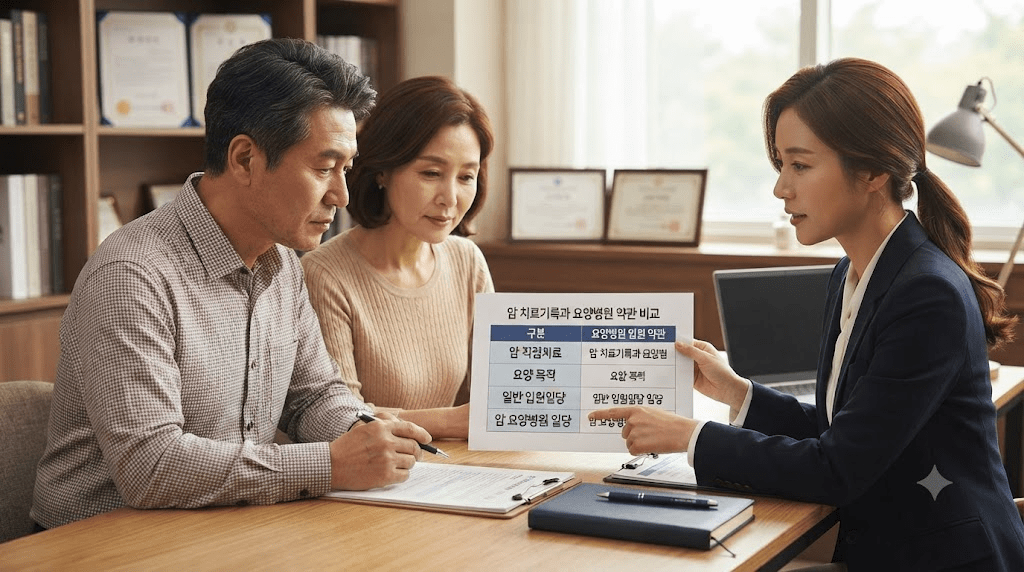 상담사와 신청 서류를 확인하는 부부