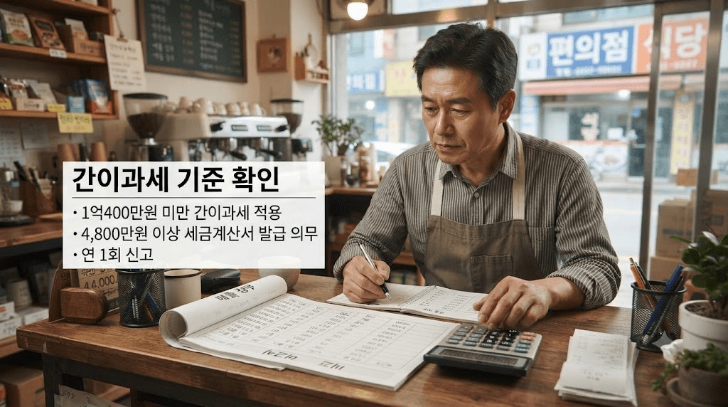 책상에 펼친 서류를 검토하는 남성