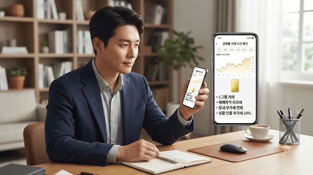 휴대전화 화면을 확인하는 남성