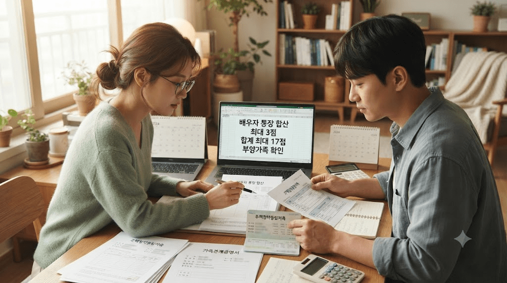 탁자에 펼친 서류를 함께 확인하는 두 사람