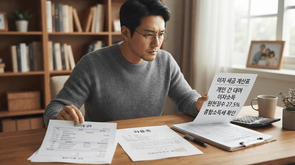 책상에 펼친 서류를 검토하는 남성