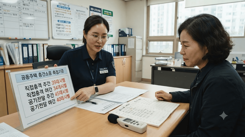 상담 창구에서 서류를 함께 검토하는 두 사람