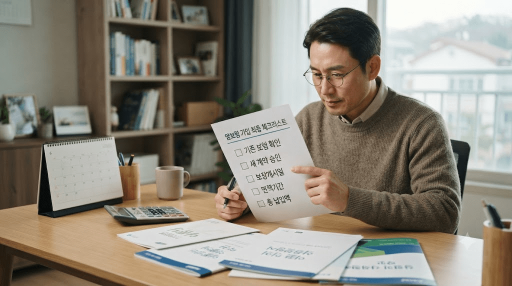 책상에 펼친 서류를 검토하는 남성