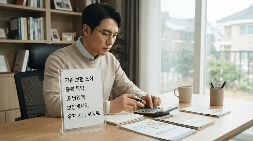 책상에 펼친 서류를 검토하는 남성