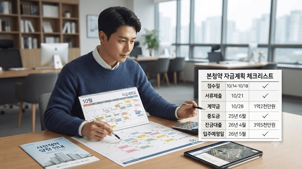책상에 펼친 서류를 검토하는 남성