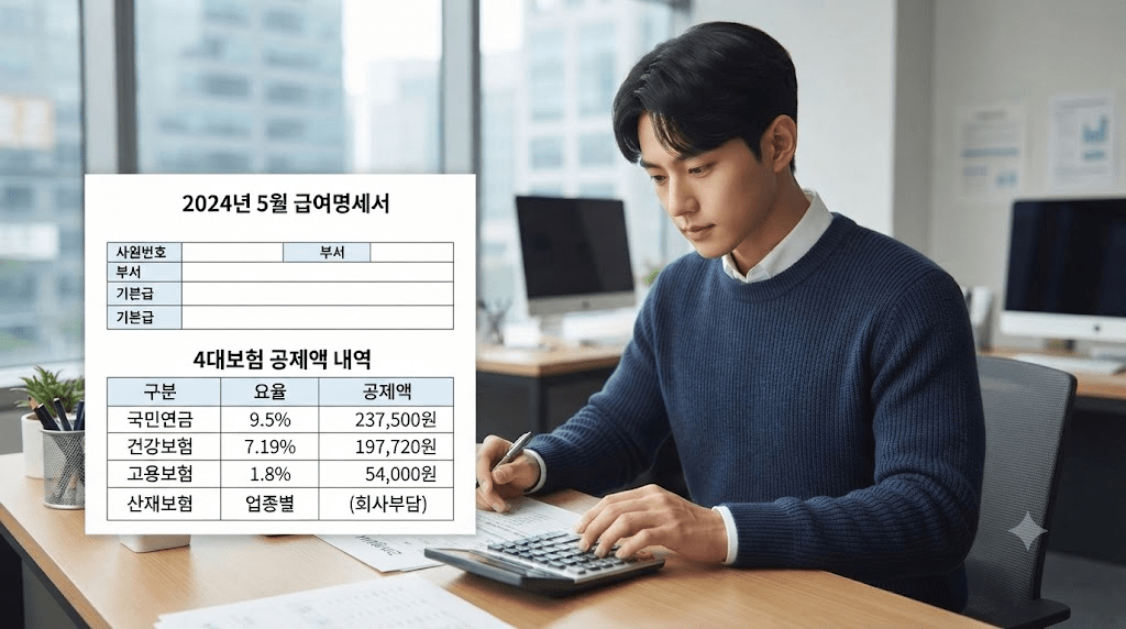 2026 4대보험 요율 계산｜국민연금 9.5%·건강보험 7.19% 부담액