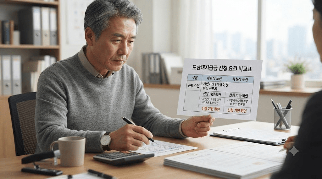 책상에 펼친 서류를 검토하는 남성