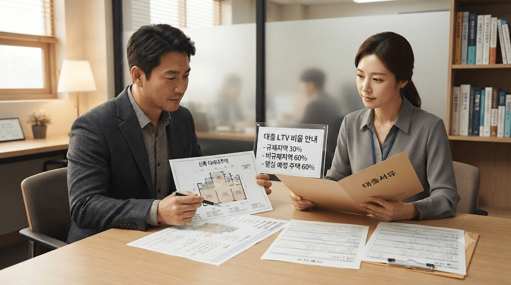 탁자에 펼친 서류를 함께 확인하는 두 사람