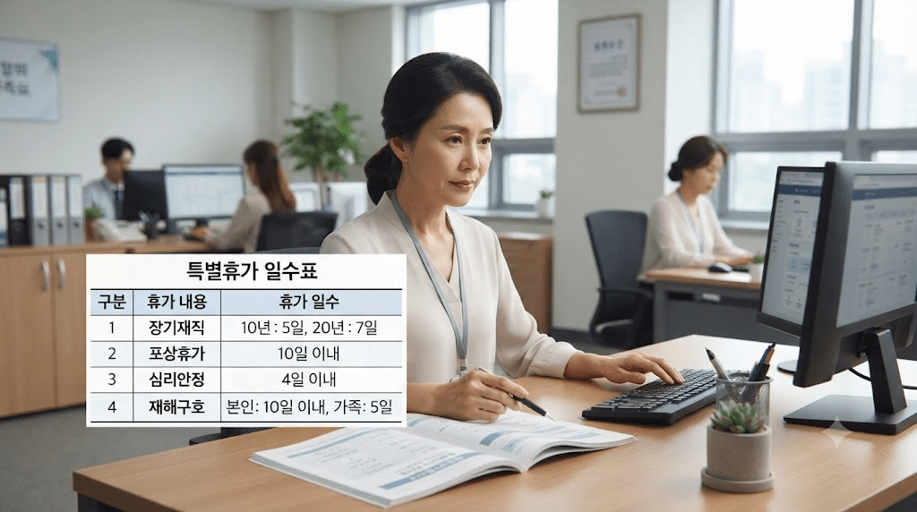 노트북 화면과 서류를 확인하는 여성