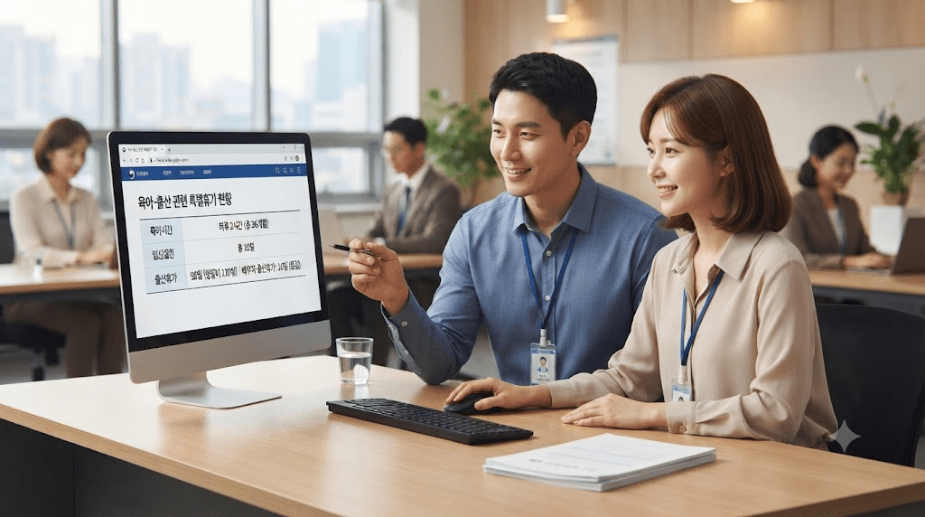 상담사와 신청 서류를 확인하는 부부