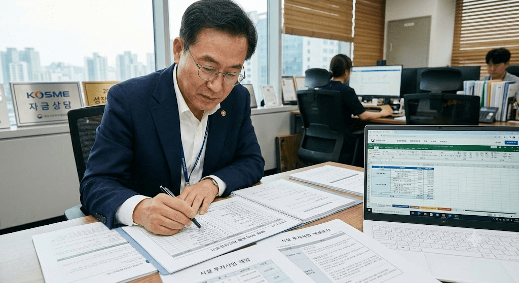 노트북 또는 컴퓨터 화면과 서류를 확인하는 남성