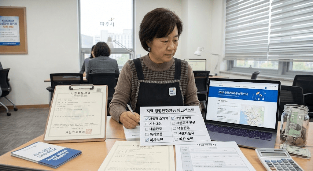 책상에 펼친 서류를 검토하는 여성