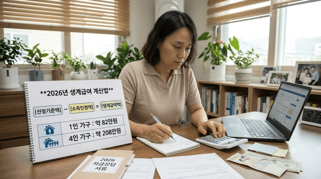 책상에 펼친 서류를 검토하는 여성