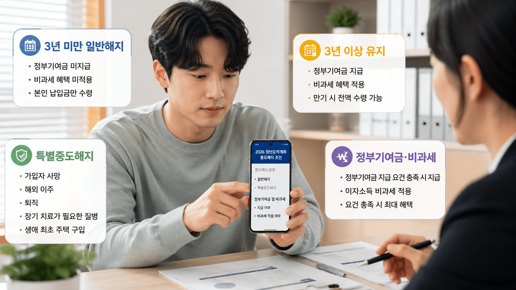 2026 청년도약계좌 중도해지 총정리｜3년 유지 금리·정부기여금·특별해지