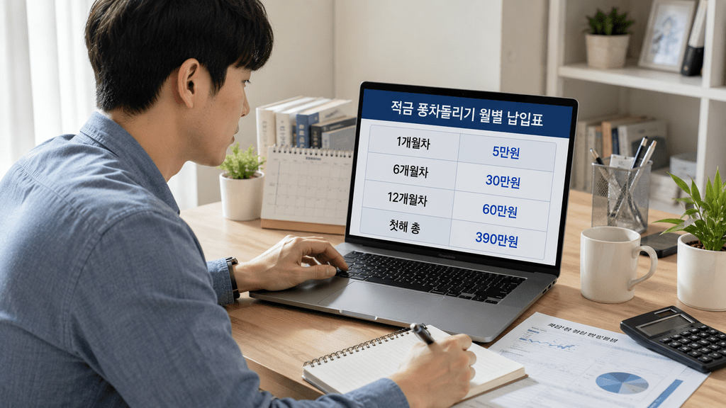 노트북 또는 컴퓨터 화면과 서류를 확인하는 남성