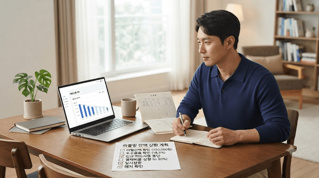 노트북 또는 컴퓨터 화면과 서류를 확인하는 남성