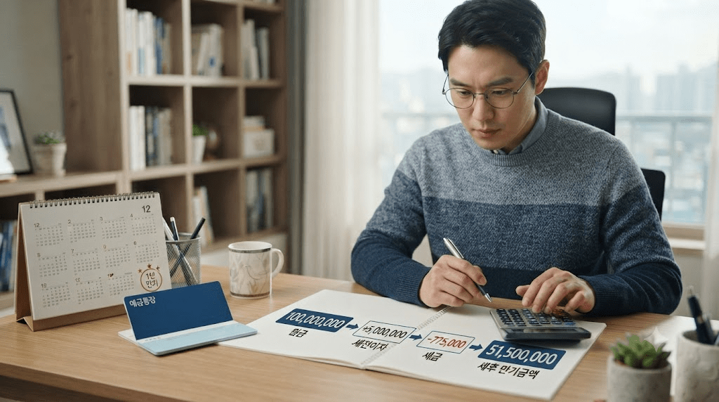 책상에 펼친 서류를 검토하는 남성