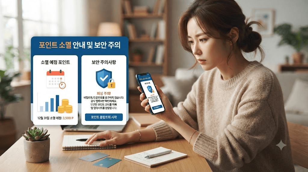 휴대전화 화면을 확인하는 여성