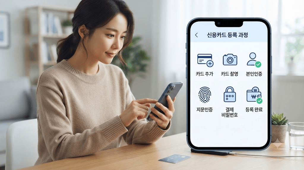 휴대전화 화면을 확인하는 여성