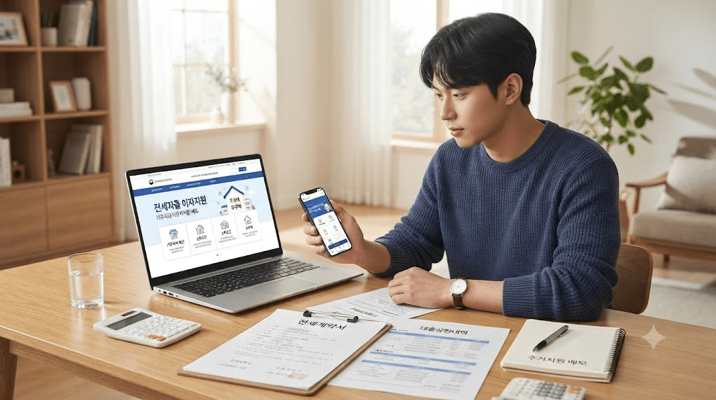 휴대전화 화면을 확인하는 남성