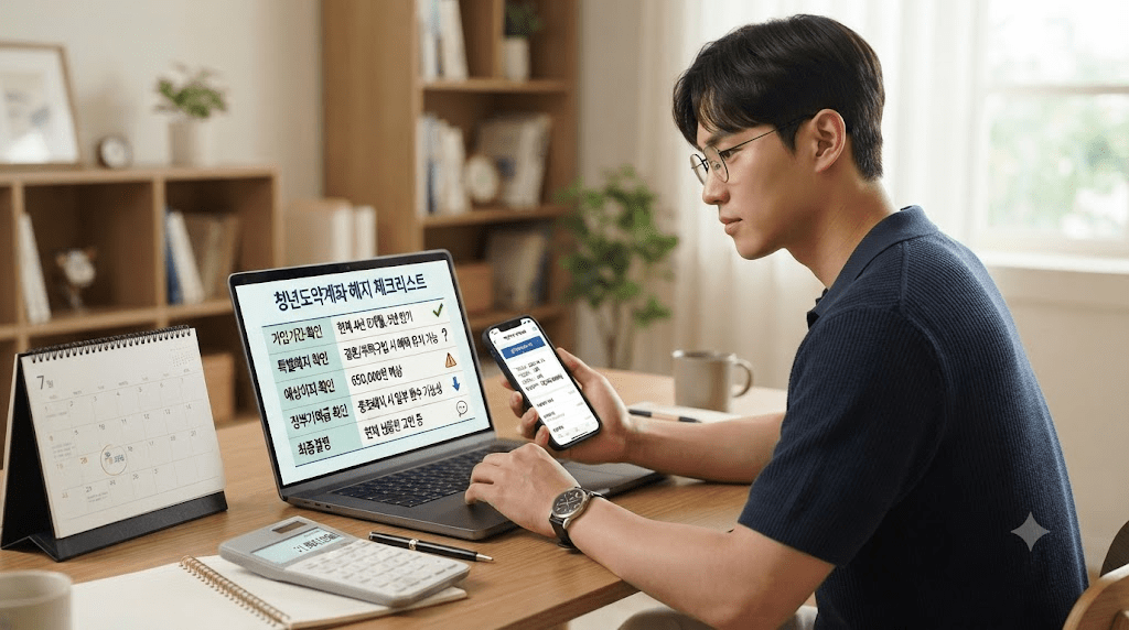 휴대전화 화면을 확인하는 남성