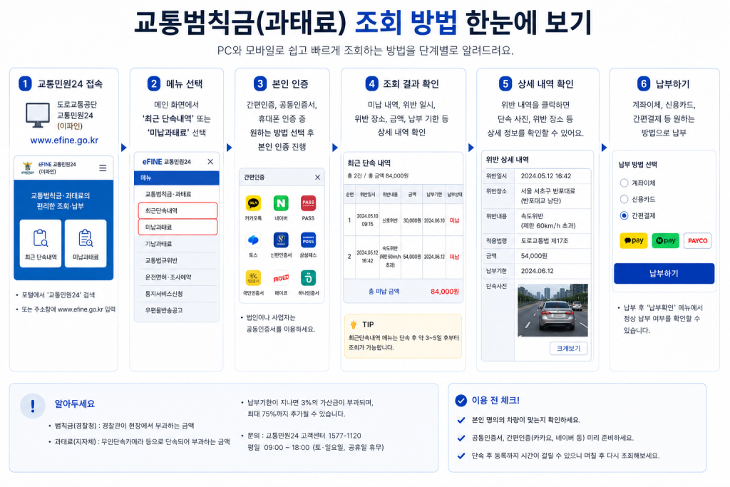교통범칙금 및 과태료 조회 방법 인포그래픽