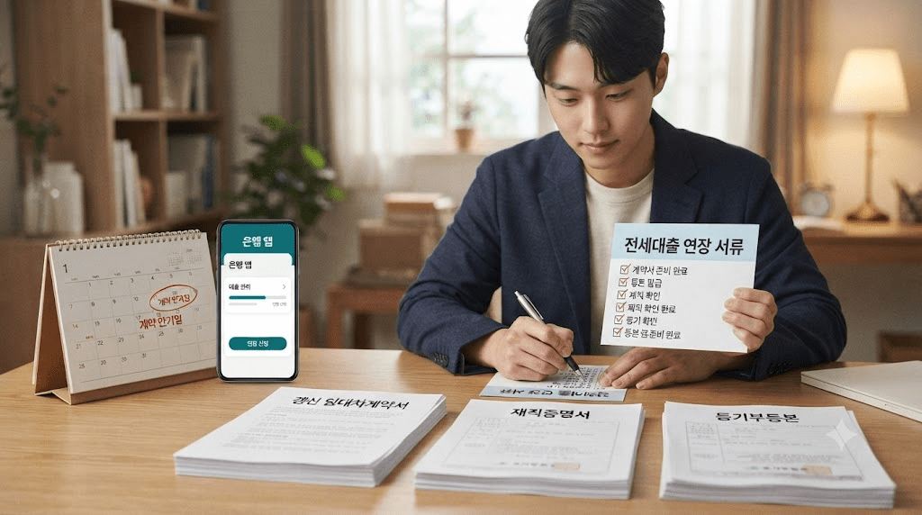 책상에 펼친 서류를 검토하는 남성