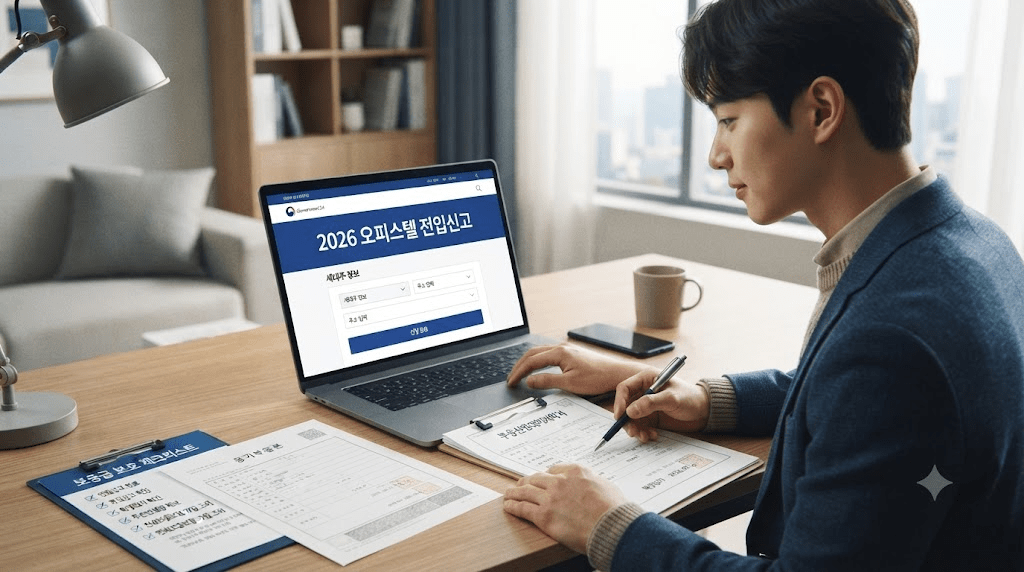 노트북 또는 컴퓨터 화면과 서류를 확인하는 남성