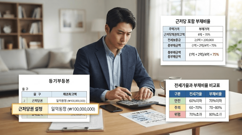 책상에 펼친 서류를 검토하는 남성