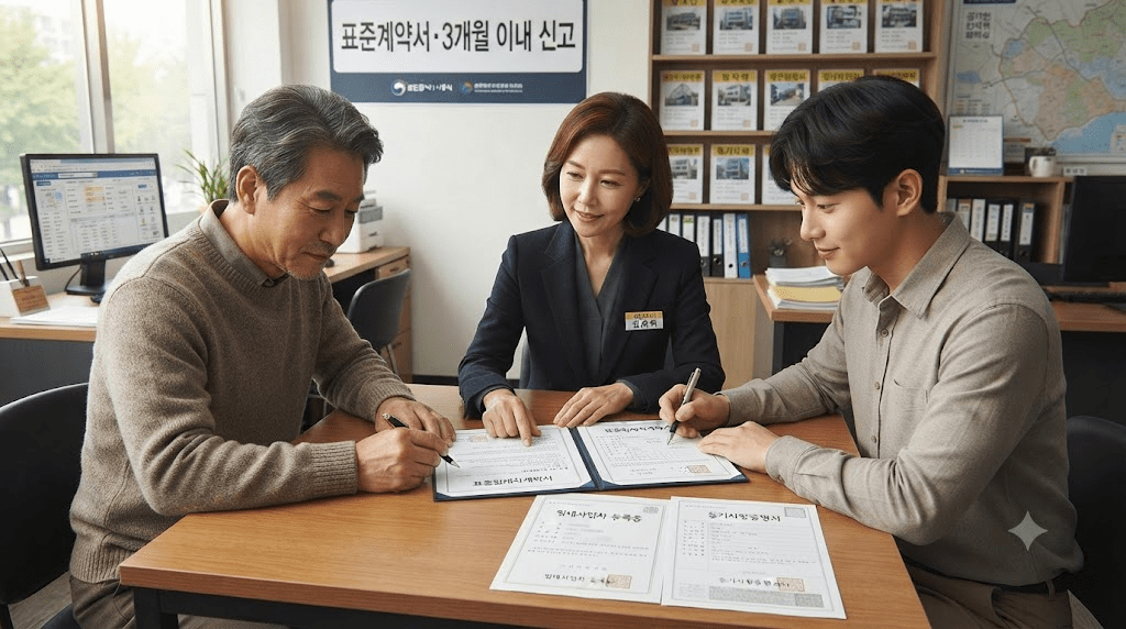 회의 자리에서 자료를 검토하는 사람들