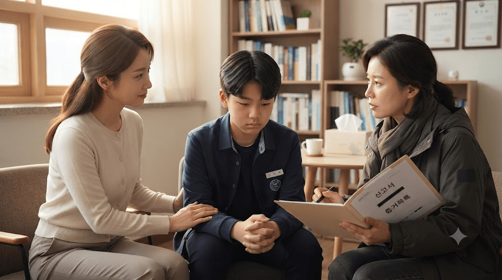 회의 자리에서 자료를 검토하는 사람들