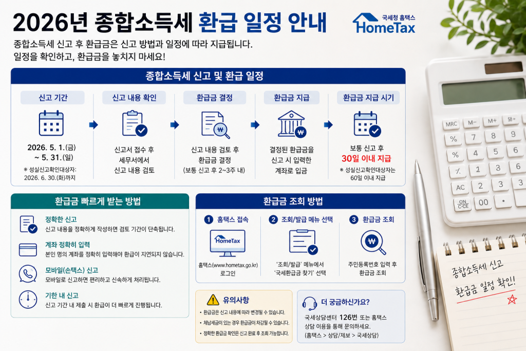 종합소득세 환급 일정 인포그래픽