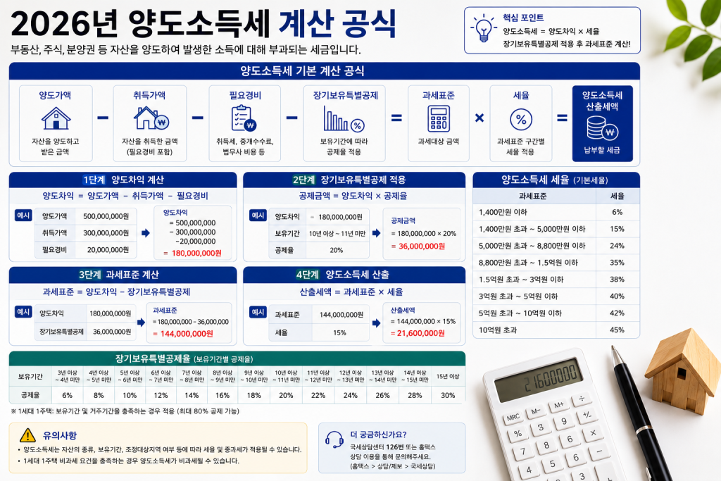 양도소득세 계산 공식 인포그래픽