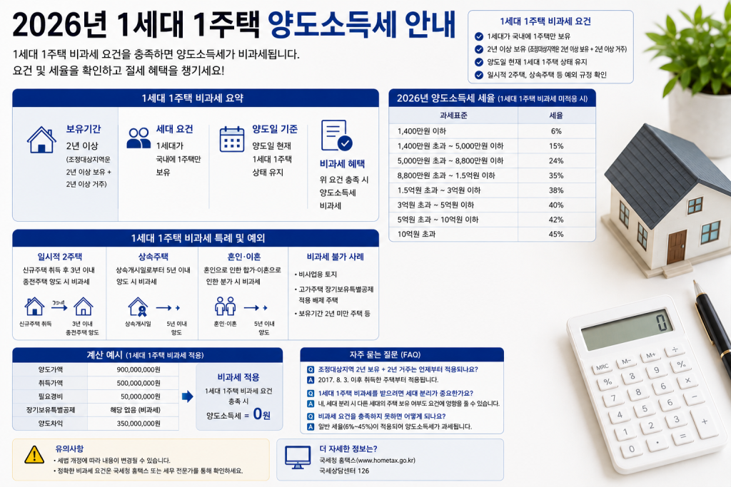 1세대 1주택 양도소득세 인포그래픽