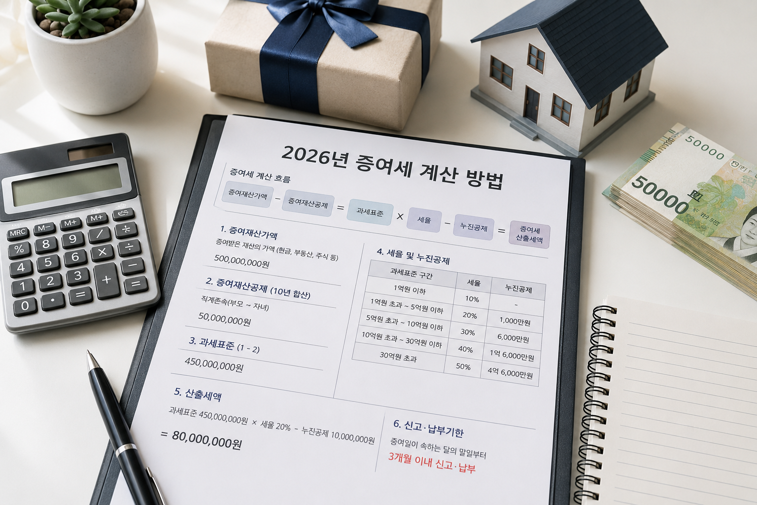 2026 증여세 계산 방법｜부모·자녀·배우자 증여 공제와 세율 총정리