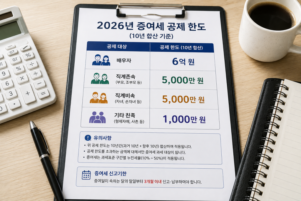 증여세 공제 한도 인포그래픽