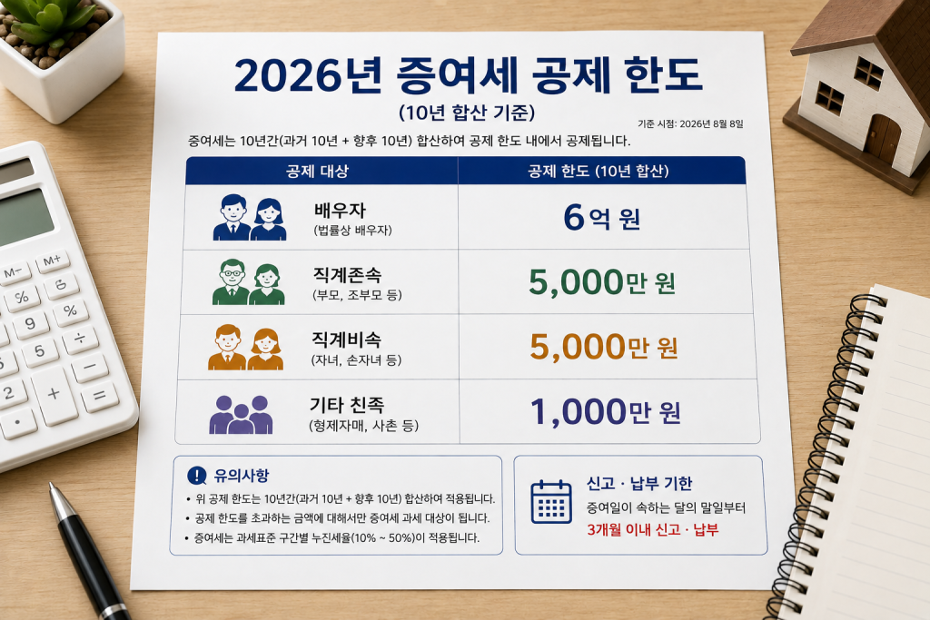 증여세 공제 한도 인포그래픽