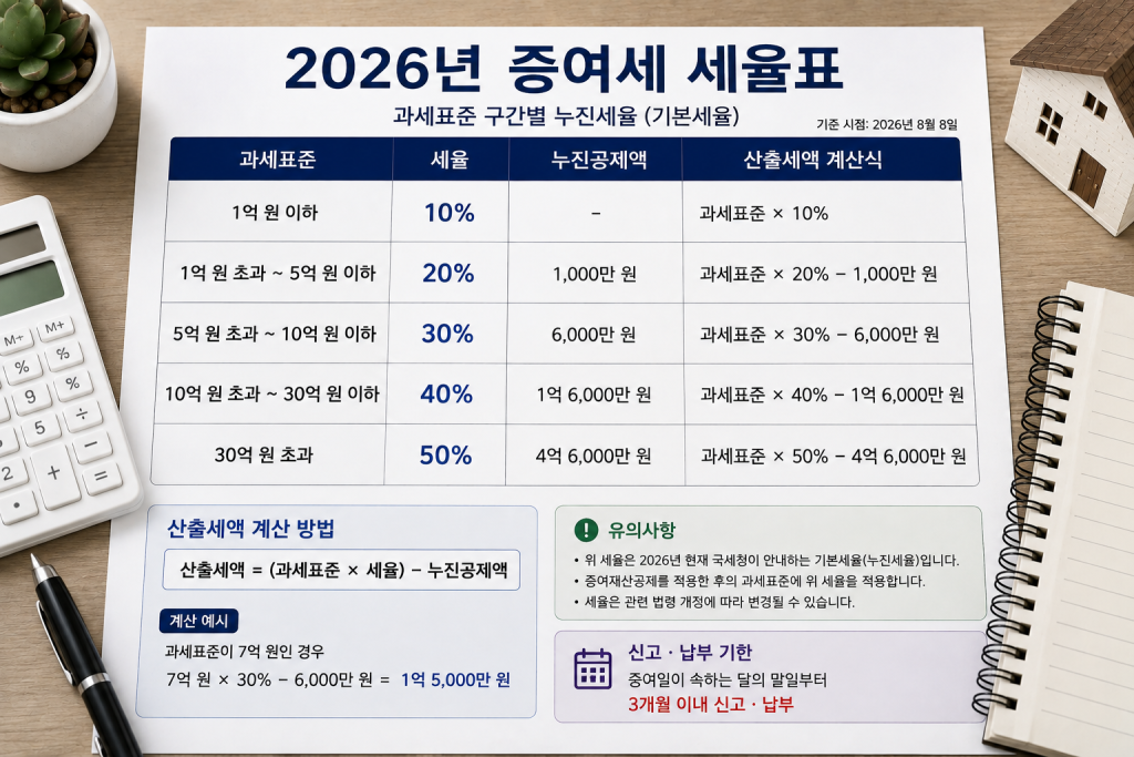 증여세 세율표 인포그래픽