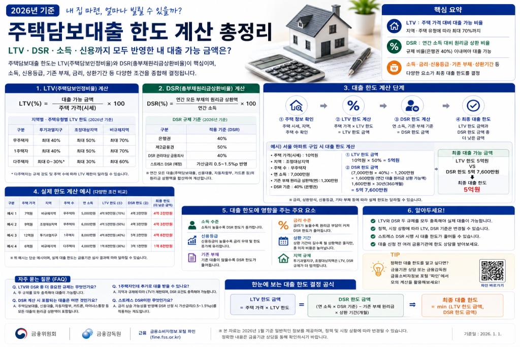 주택담보대출 한도 계산 안내 인포그래픽